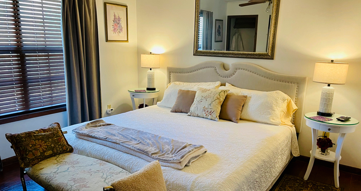 The king size bedroom suite at Fern Cottage AirBnB in Folsom Louisiana.
